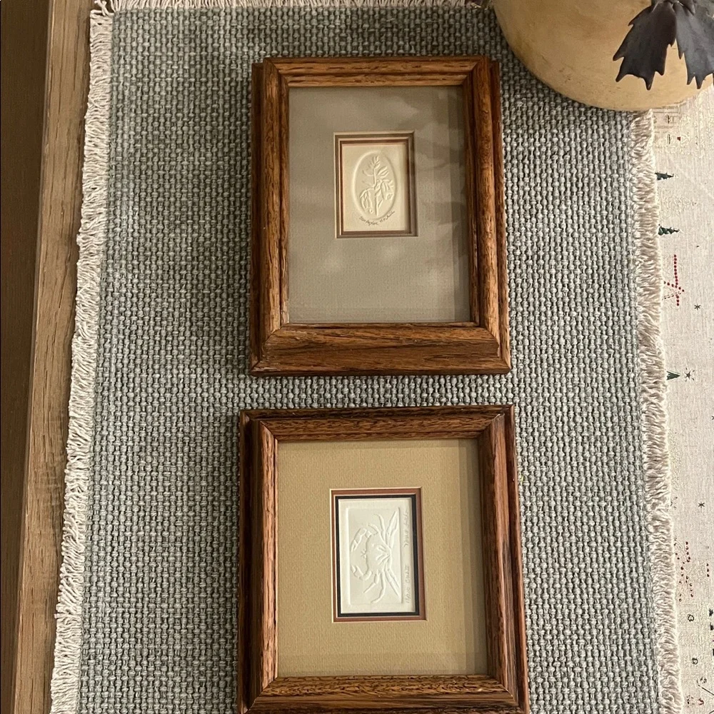 Nora K. Fischer Rustic Brown Wooden Frame with Cream Artwork